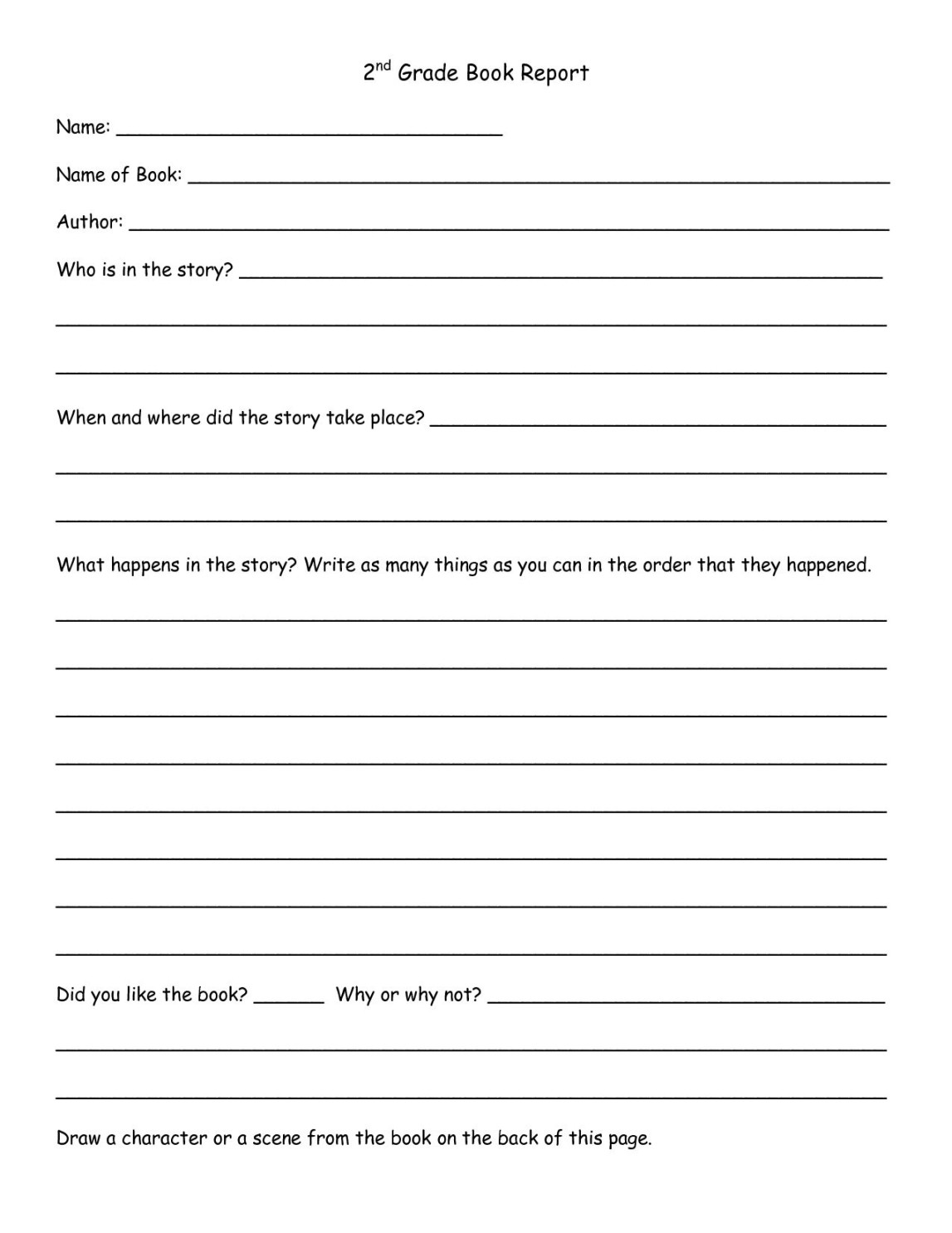 Nd Grade Book Report Pdf  Grade Book Template, Book Report