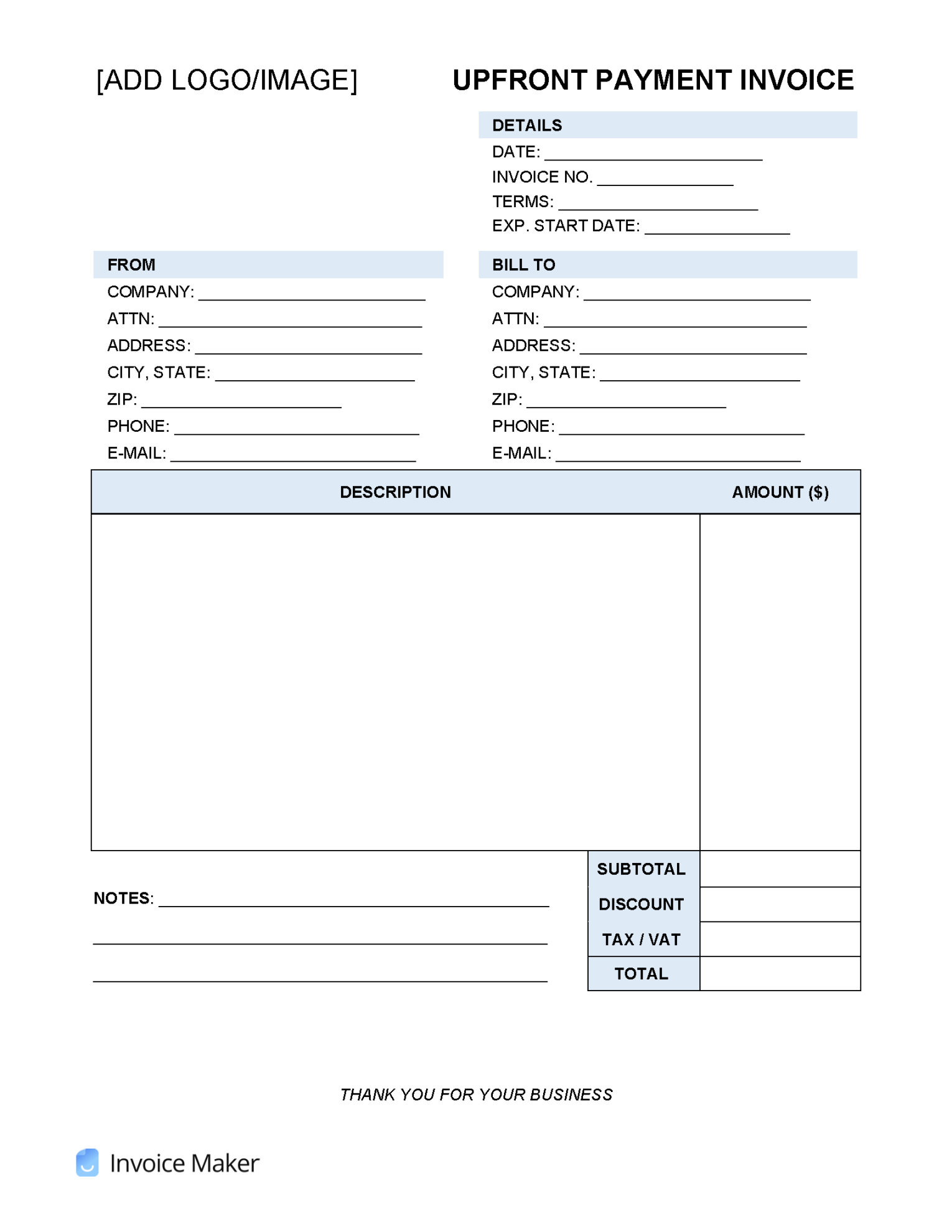 Payment Due Invoice Templates  Invoice Maker