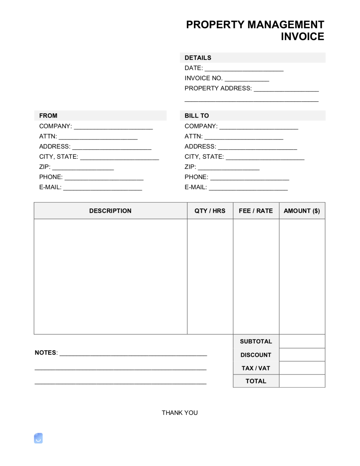 Property Management Invoice Template  Invoice Maker