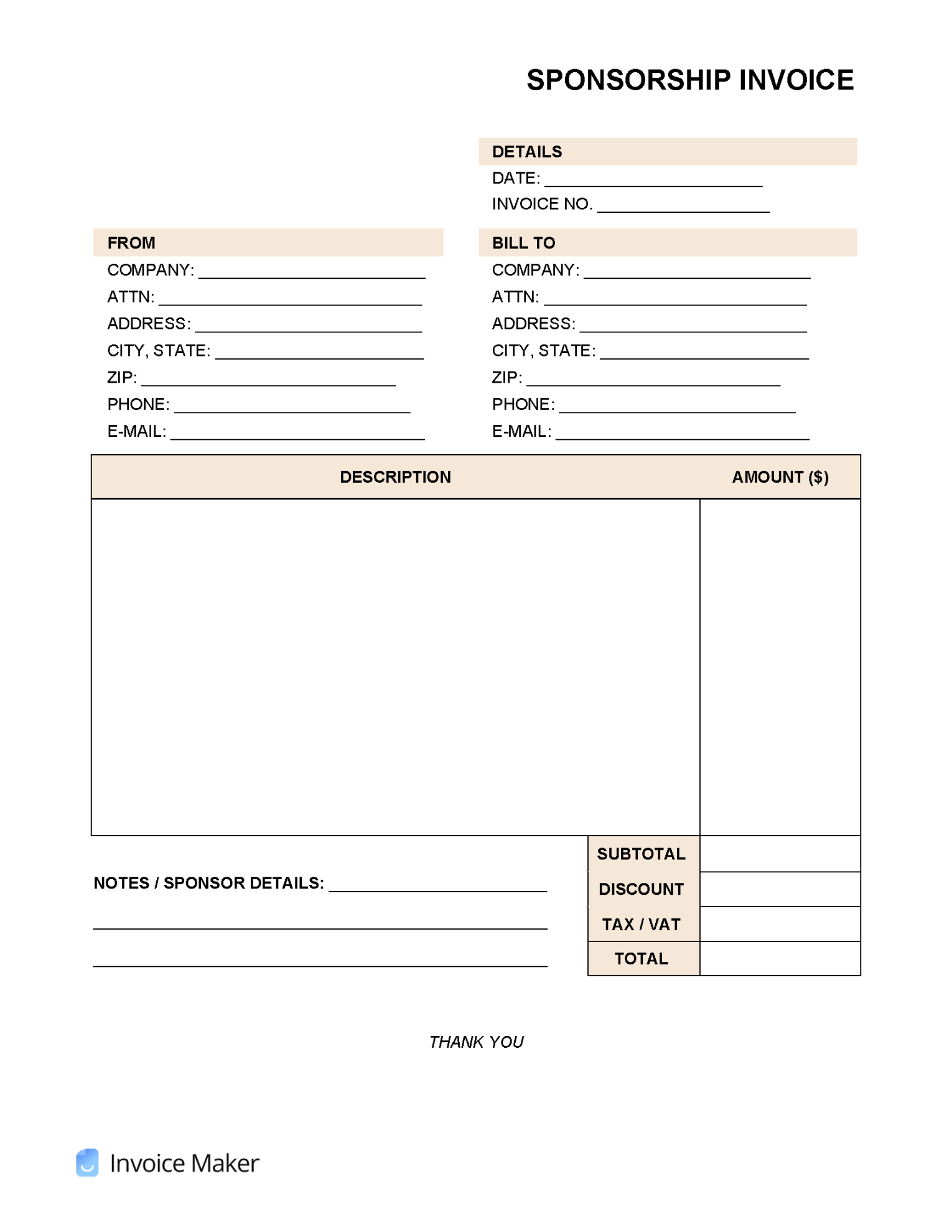 Sponsorship Invoice Template  Invoice Maker