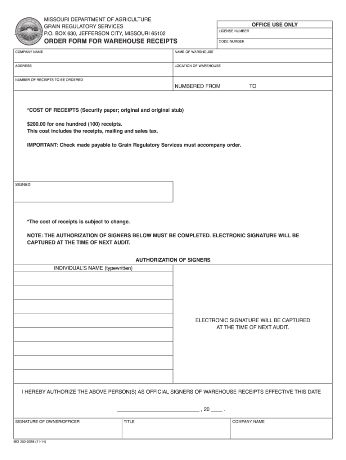 Warehouse receipt template: Fill out & sign online  DocHub