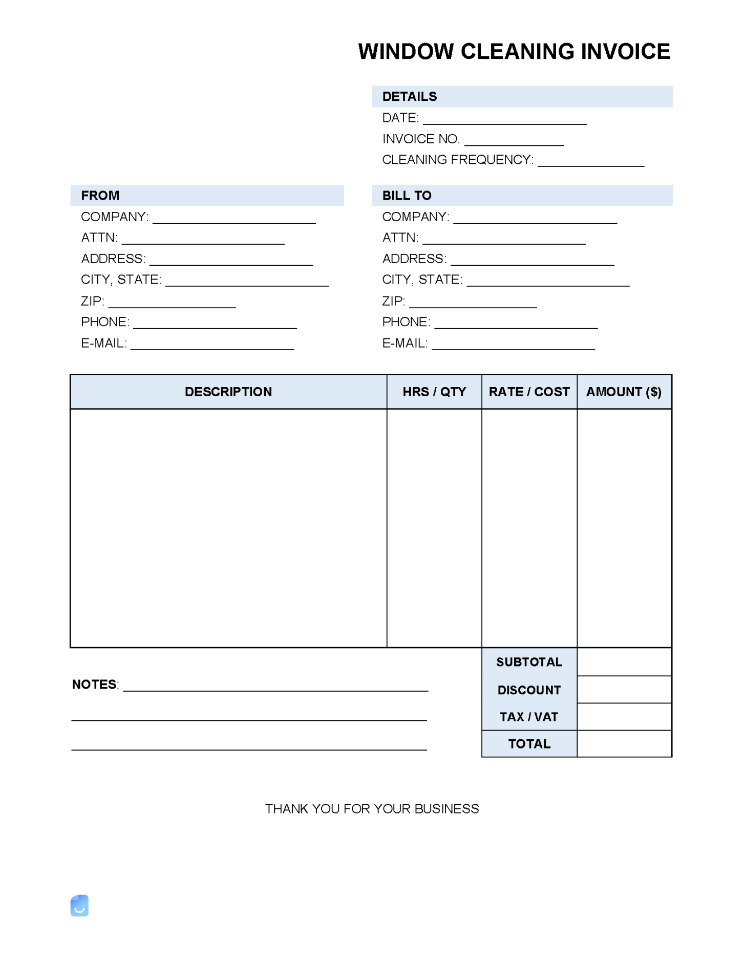 Window Cleaning Invoice Template  Invoice Maker